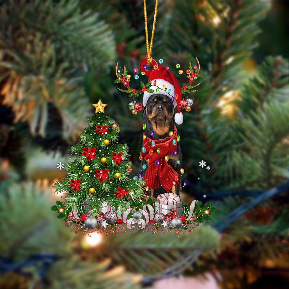 Rottweiler-Reindeer Christmas-Two Sided Ornament
