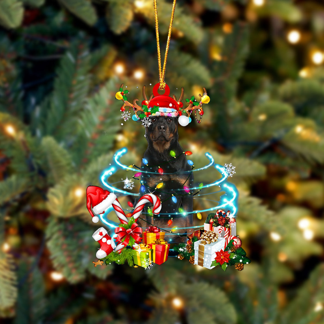 Rottweiler 2-Christmas Candy&Gift-Two Sided Ornament