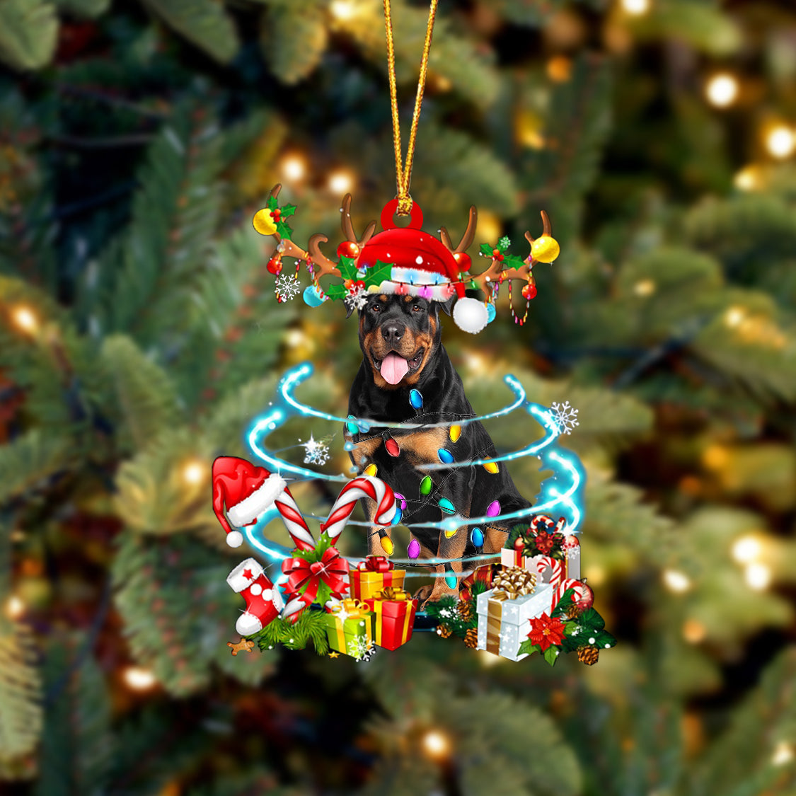 Rottweiler3-Christmas Candy&Gift-Two Sided Ornament