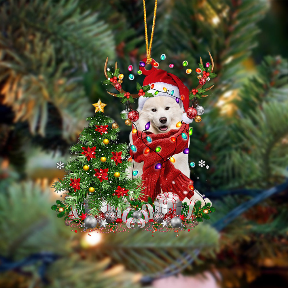 Samoyed-Reindeer Christmas-Two Sided Ornament