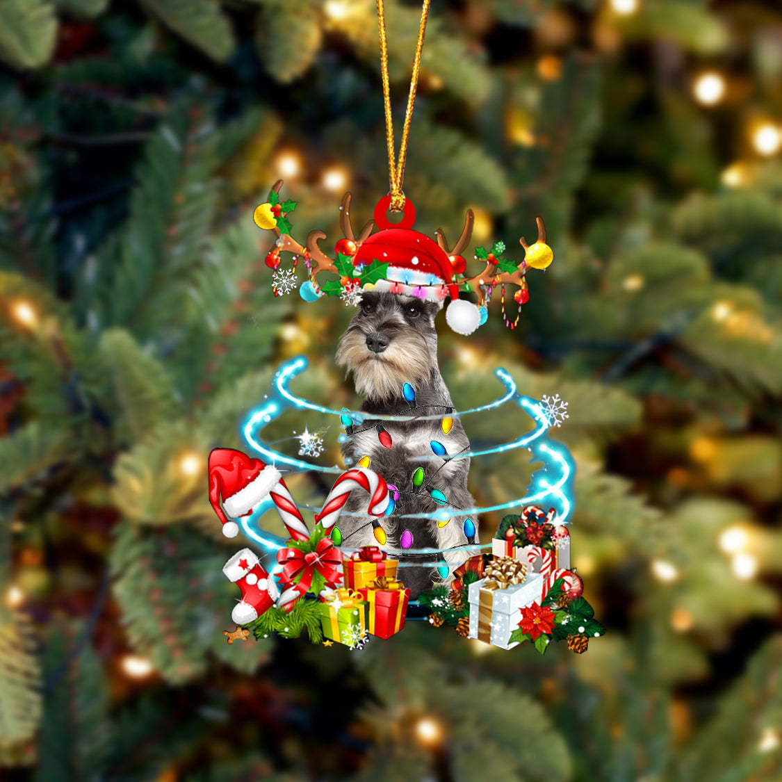 Schnauzer-Christmas Candy&Gift-Two Sided Ornament