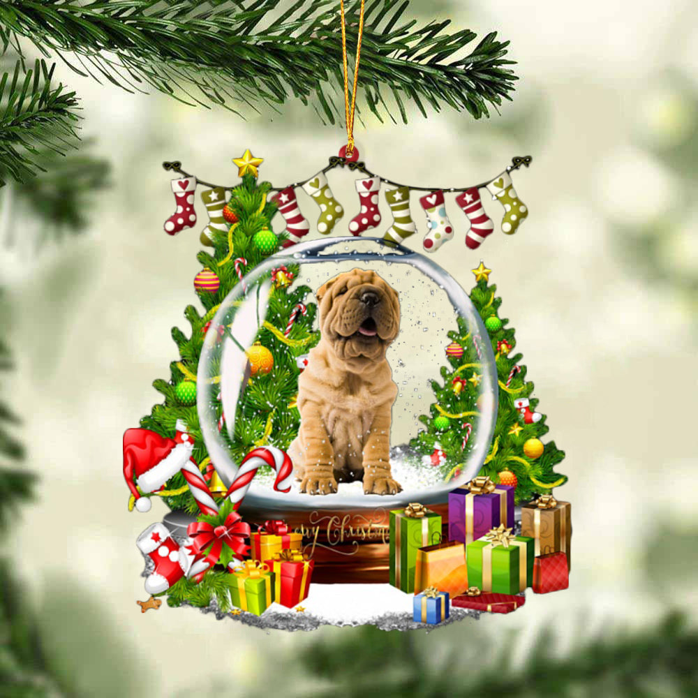 Shar Pei-Christmas Crystal Box Dog-Two Sided Ornament