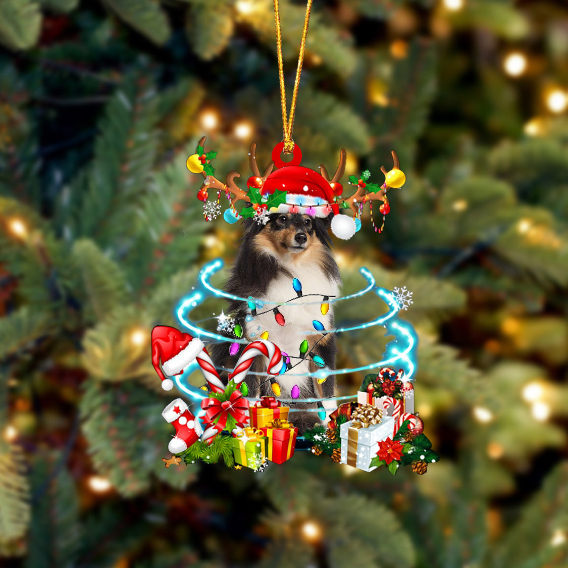 Shetland Sheepdog (2)-Christmas Candy&Gift-Two Sided Ornament