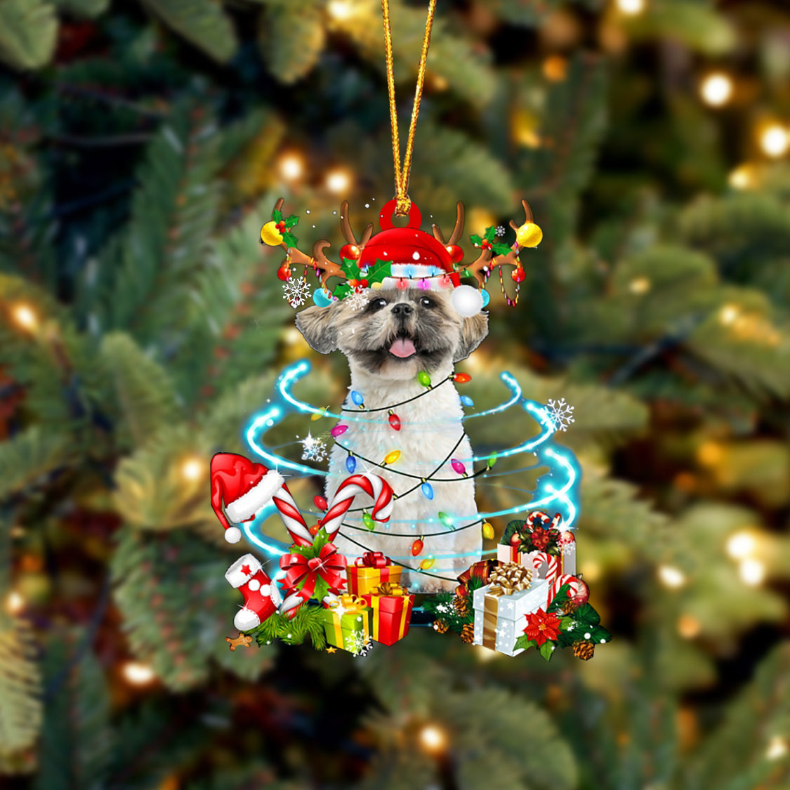 Shih Tzu-Christmas Candy&Gift-Two Sided Ornament