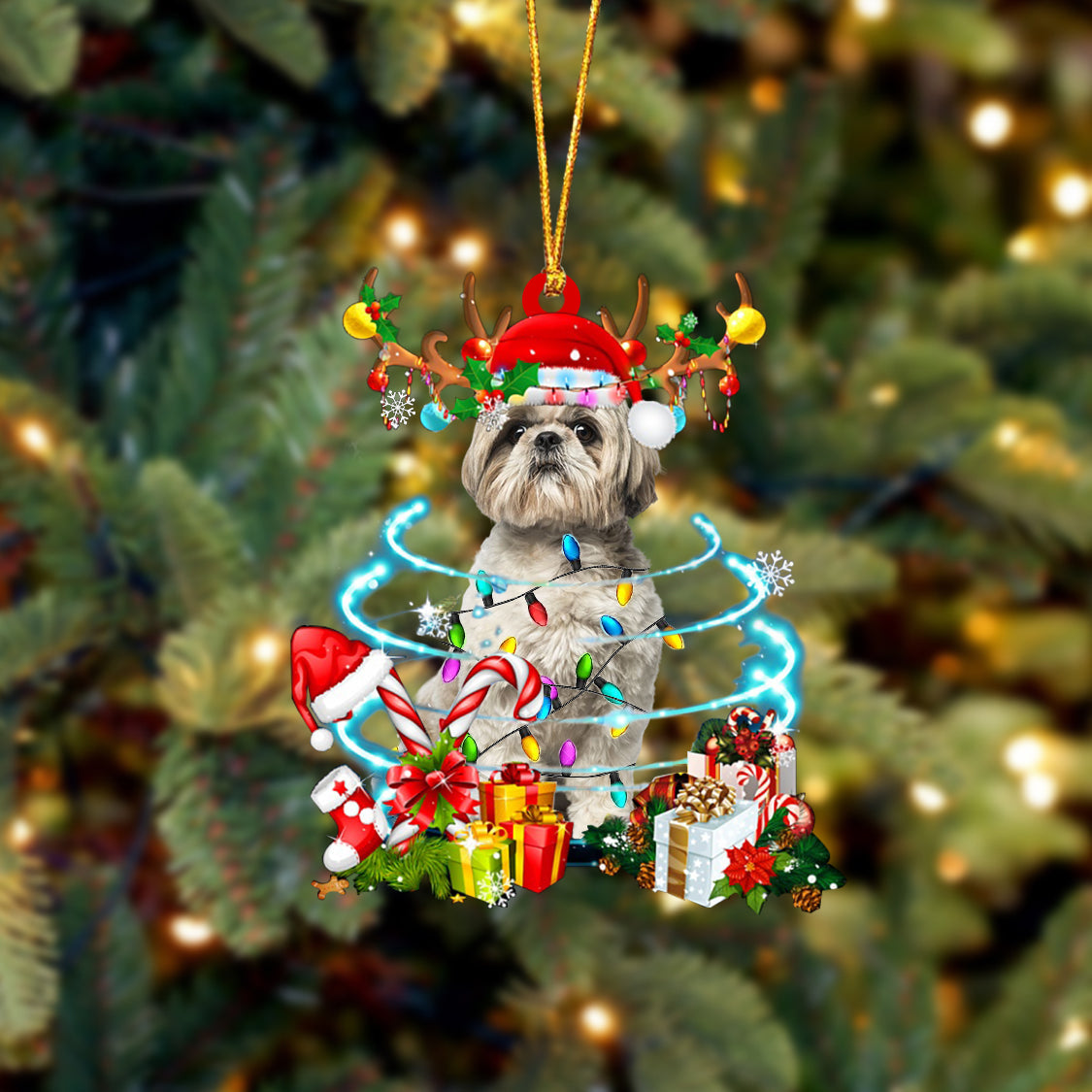 Shih Tzu 3-Christmas Candy&Gift-Two Sided Ornament