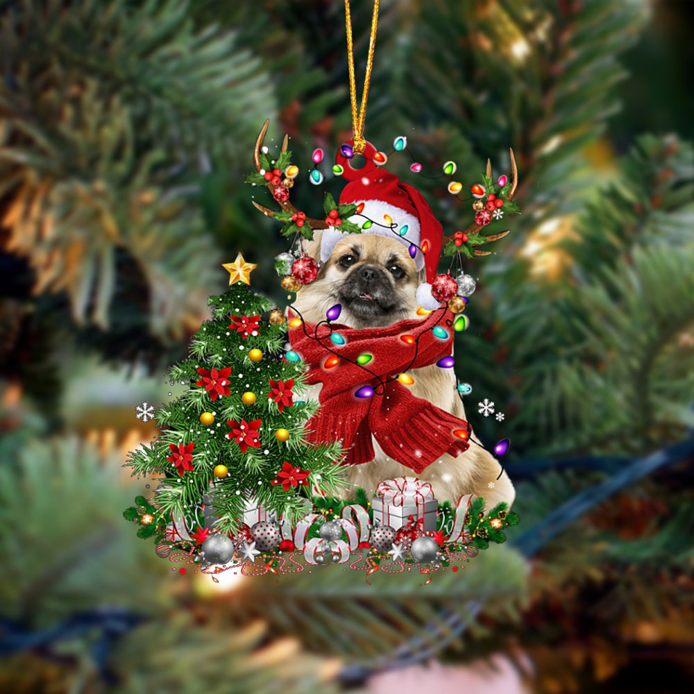 Tibetan Spaniel-Reindeer Christmas-Two Sided Ornament