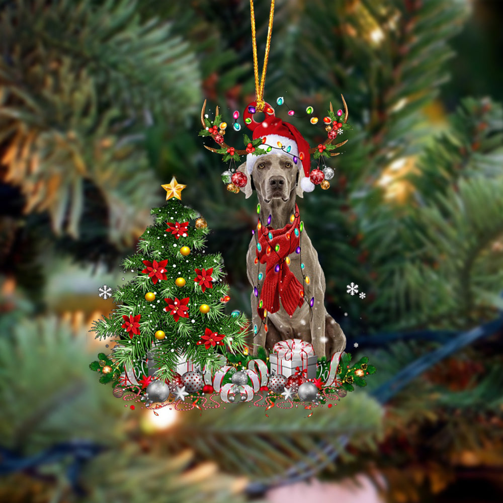 Weimaraner-Reindeer Christmas-Two Sided Ornament