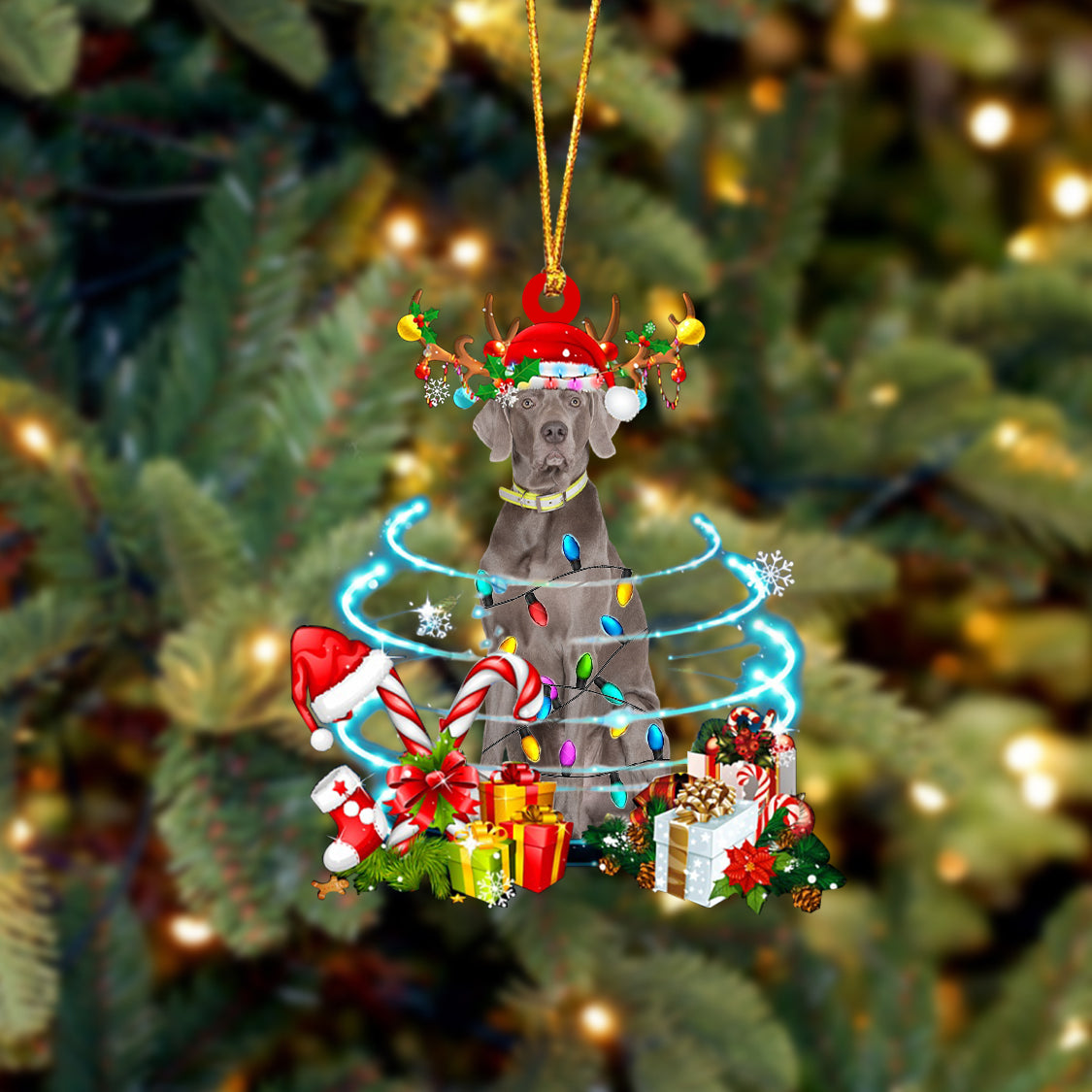 Weimaraner 1-Christmas Candy&Gift-Two Sided Ornament