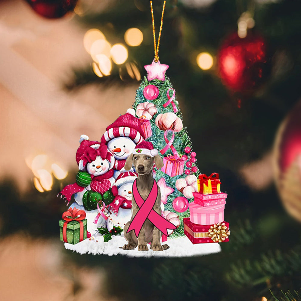 Weimaraner 2-Christmas in Pink-Two Sided Ornament