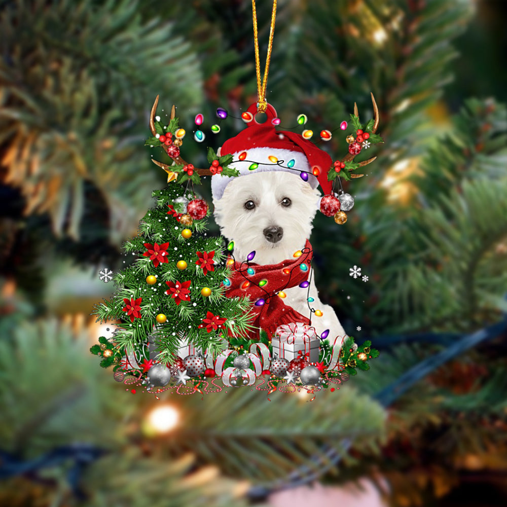 West Highland White Terrier-Reindeer Christmas-Two Sided Ornament