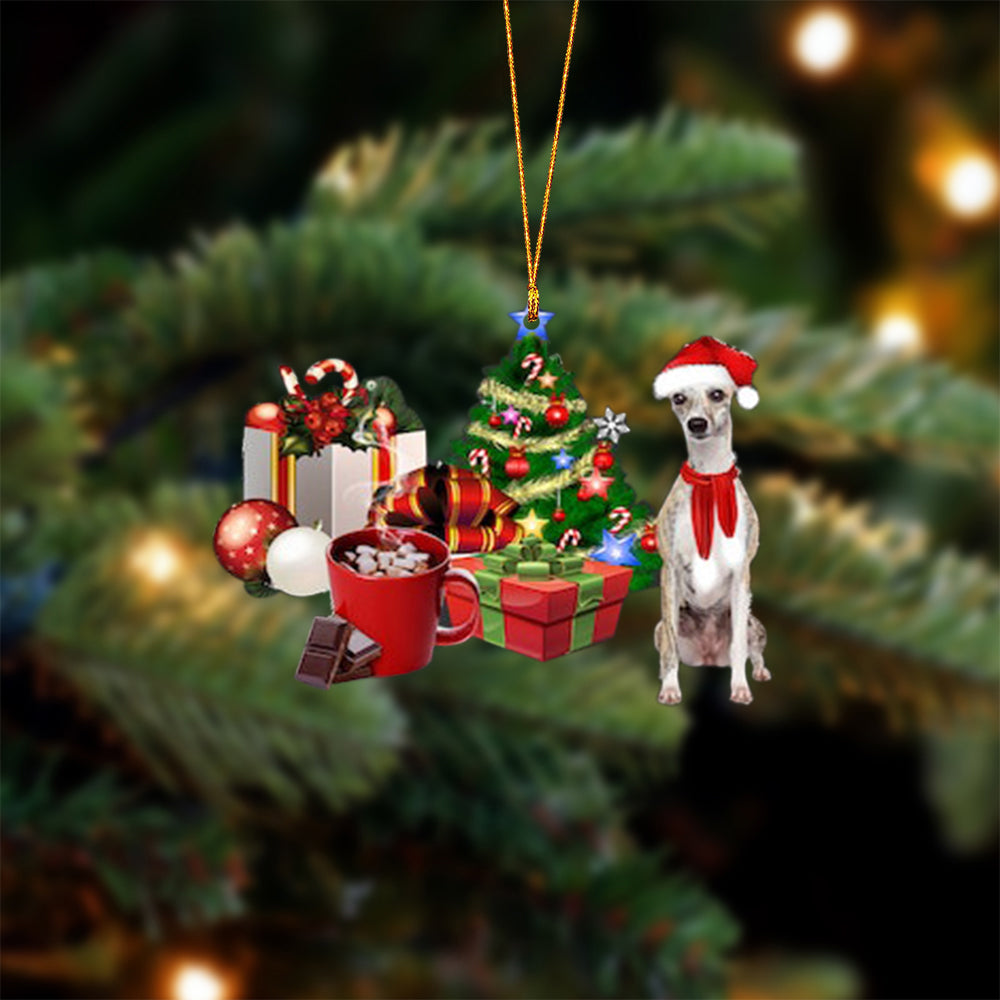 Whippet-Christmas girl-Two Sided Ornament