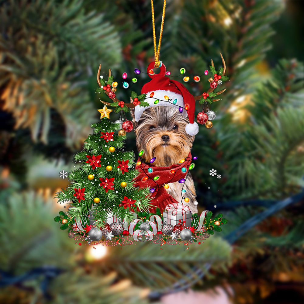 Yorkshire Terrier-Reindeer Christmas-Two Sided Ornament