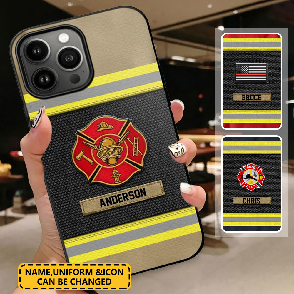 Personalized US Firefighter Uniform & Name Phonecase