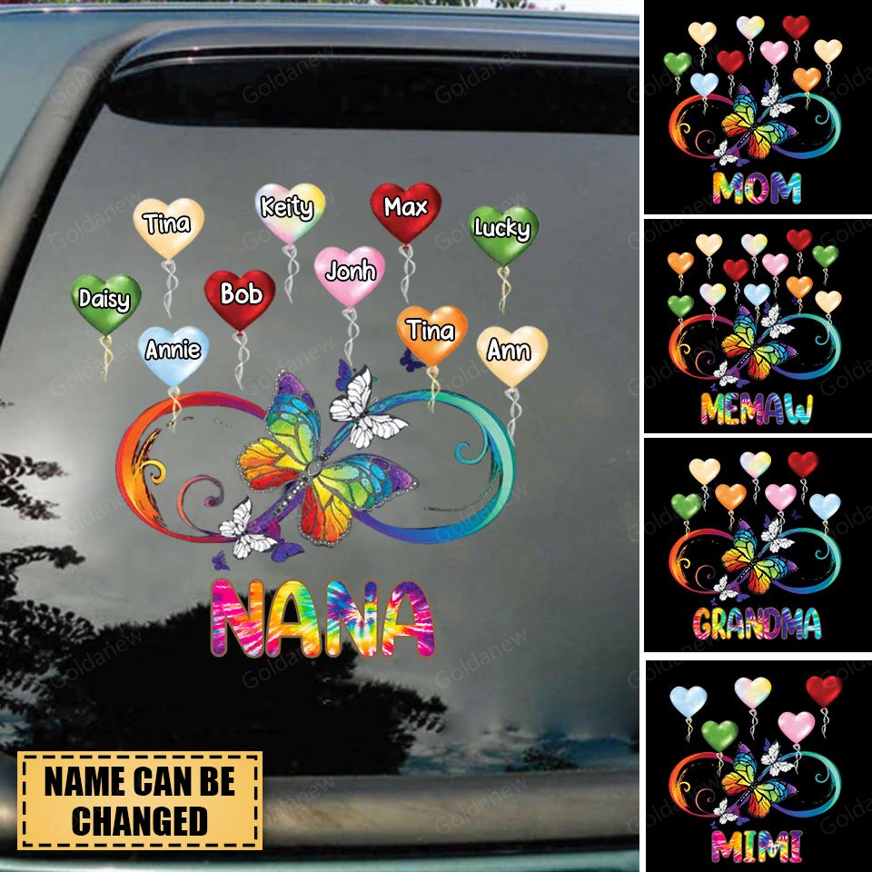 Colorful hearts One Blessed Grandma Nana Mimi Personalized Decal