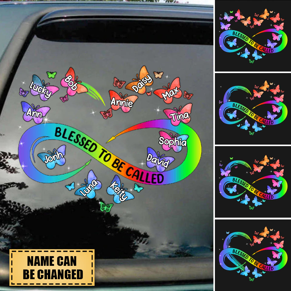 Personalized Colorful Mom Grandma Butterfly Rainbow Heart Infinity Decal