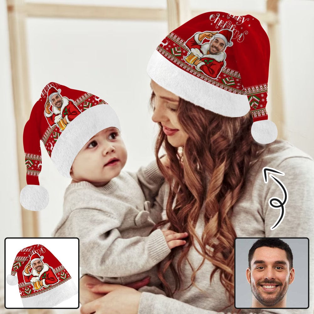 Personalized Custom Face Santa Claus Red Gift Christmas Hat